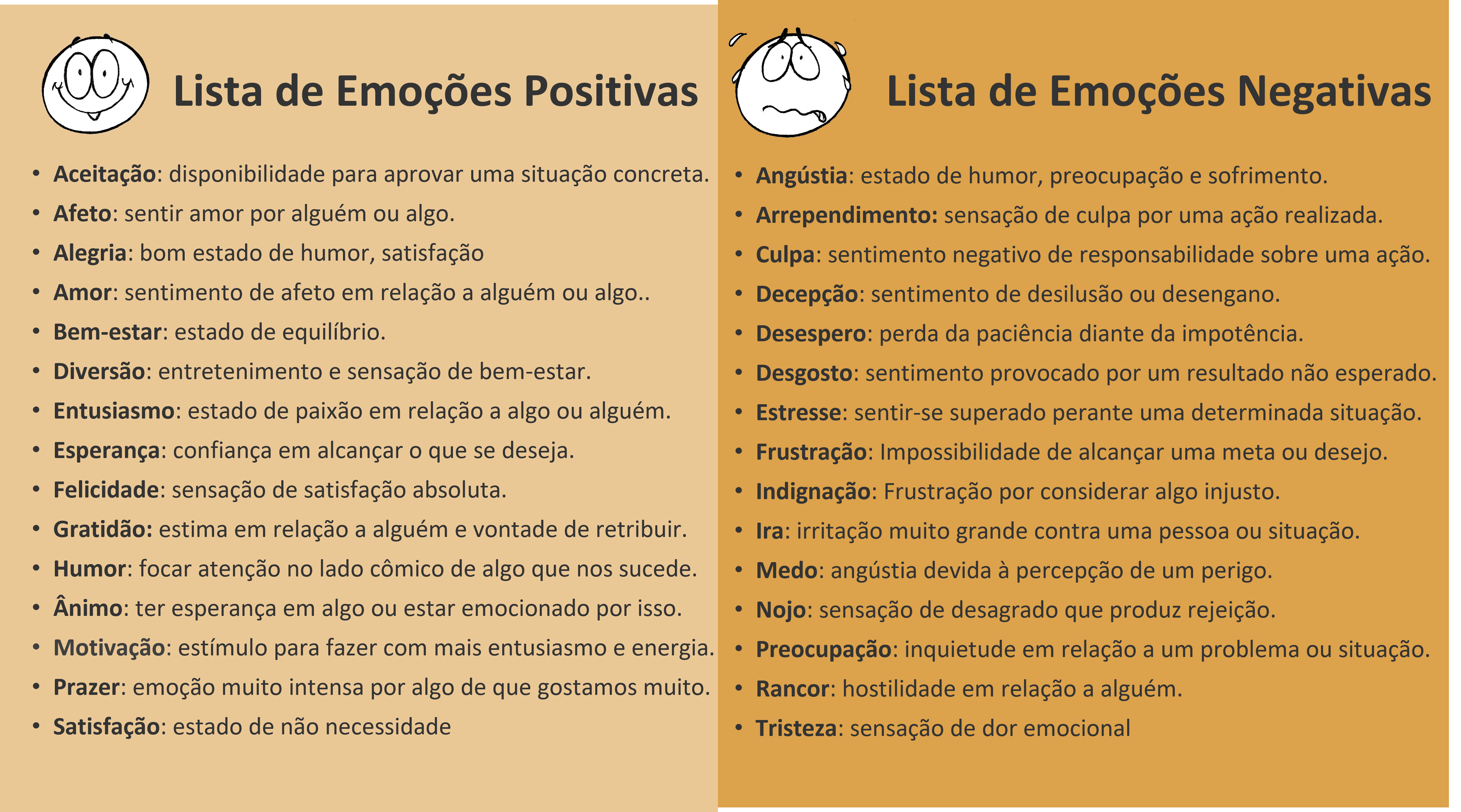 lista de emoções